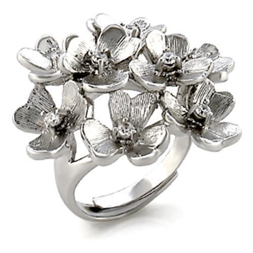 Rhodium Brass Ring with AAA Grade CZ  in Clear