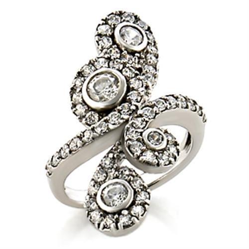 Rhodium Brass Ring with AAA Grade CZ  in Clear