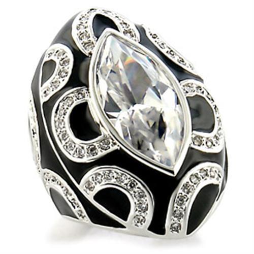 Rhodium Brass Ring with AAA Grade CZ  in Clear