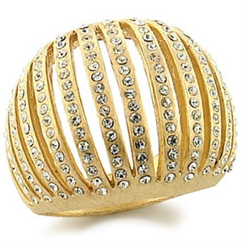Gold Brass Ring with Top Grade Crystal  in Clear