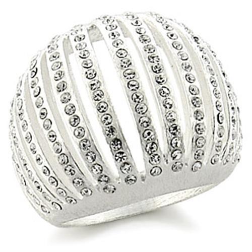 Silver Brass Ring with Top Grade Crystal  in Clear