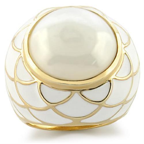 Gold Brass Ring with Milky CZ  in White