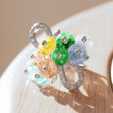 Rhodium Brass, AAA CZ , Multi Color - 6X029