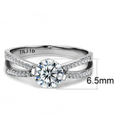 High polished (no plating) Stainless Steel Ring with AAA Grade CZ  in Clear