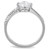 High polished (no plating) Stainless Steel Ring with AAA Grade CZ  in Clear