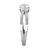 High polished (no plating) Stainless Steel Ring with AAA Grade CZ  in Clear