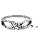 High polished (no plating) Stainless Steel Ring with AAA Grade CZ  in Clear
