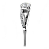 High polished (no plating) Stainless Steel Ring with AAA Grade CZ  in Clear