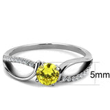 High polished (no plating) Stainless Steel Ring with AAA Grade CZ  in Topaz