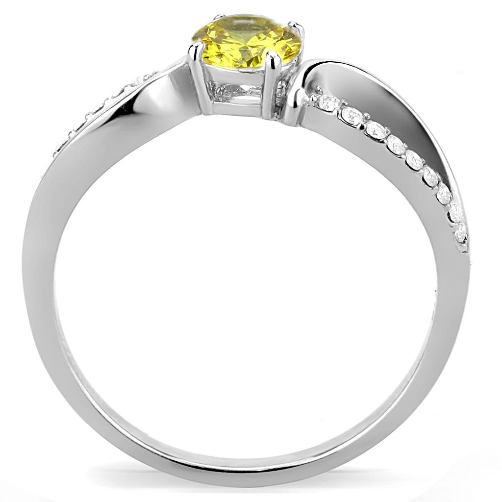 High polished (no plating) Stainless Steel Ring with AAA Grade CZ  in Topaz