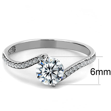 High polished (no plating) Stainless Steel Ring with AAA Grade CZ  in Clear