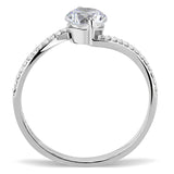 High polished (no plating) Stainless Steel Ring with AAA Grade CZ  in Clear
