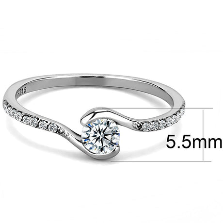 High polished (no plating) Stainless Steel Ring with AAA Grade CZ  in Clear