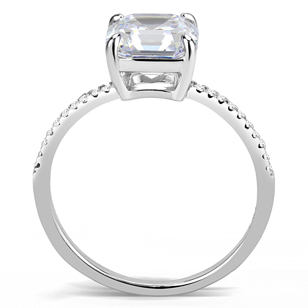 High polished (no plating) Stainless Steel Ring with Cubic  in Clear