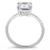 High polished (no plating) Stainless Steel Ring with Cubic  in Clear