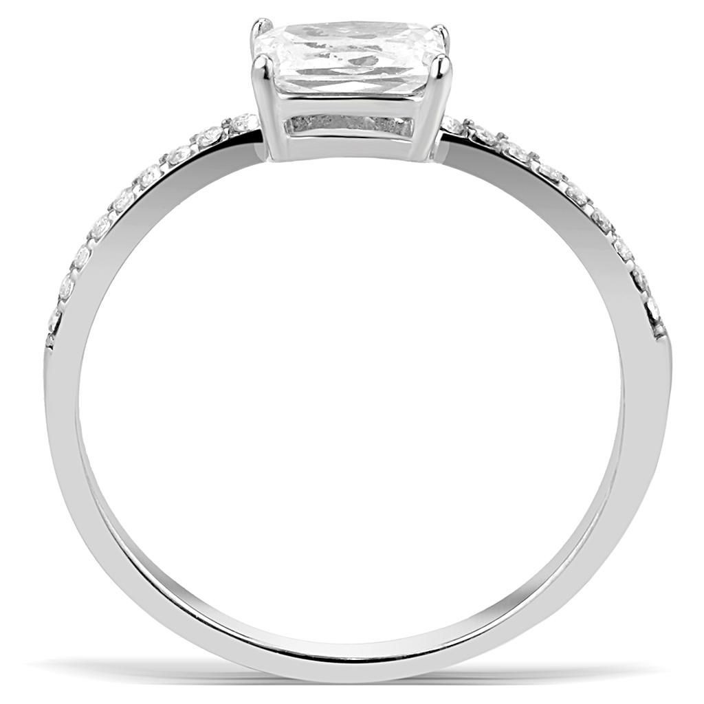 High polished (no plating) Stainless Steel Ring with Cubic  in Clear