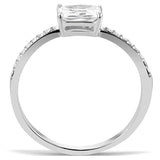 High polished (no plating) Stainless Steel Ring with Cubic  in Clear