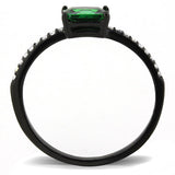 IP Black(Ion Plating) Stainless Steel Ring with AAA Grade CZ  in Emerald