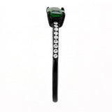 IP Black(Ion Plating) Stainless Steel Ring with AAA Grade CZ  in Emerald