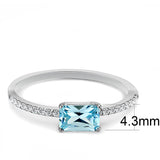 High polished (no plating) Stainless Steel Ring with AAA Grade CZ  in Sea Blue