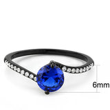 IP Black(Ion Plating) Stainless Steel Ring with Synthetic Spinel in London Blue