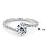 High polished (no plating) Stainless Steel Ring with AAA Grade CZ  in Clear