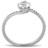 High polished (no plating) Stainless Steel Ring with AAA Grade CZ  in Clear