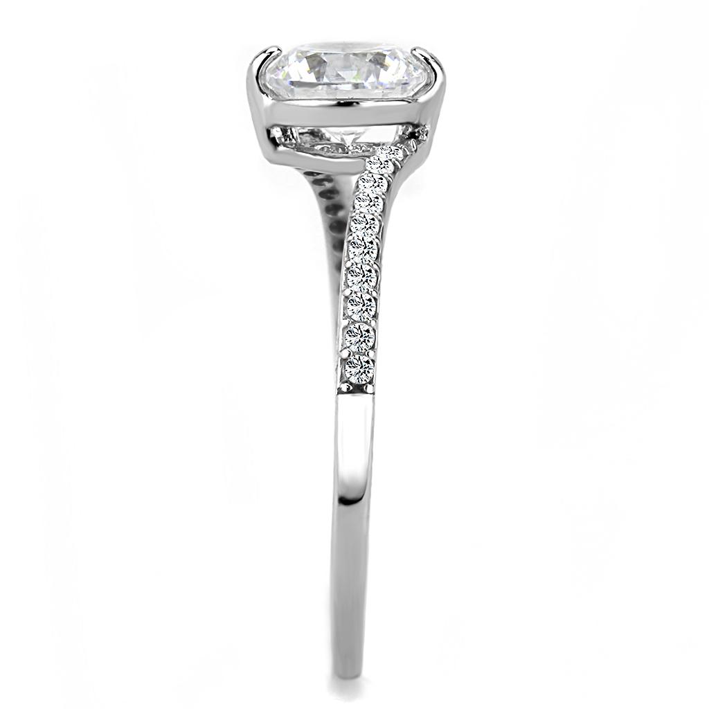 High polished (no plating) Stainless Steel Ring with AAA Grade CZ  in Clear