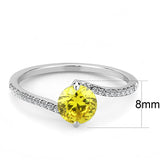 High polished (no plating) Stainless Steel Ring with AAA Grade CZ  in Topaz