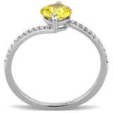 High polished (no plating) Stainless Steel Ring with AAA Grade CZ  in Topaz