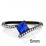 IP Black(Ion Plating) Stainless Steel Ring with Synthetic Spinel in London Blue