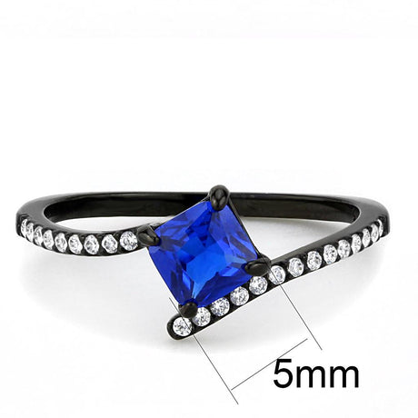 IP Black(Ion Plating) Stainless Steel Ring with Synthetic Spinel in London Blue