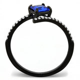 IP Black(Ion Plating) Stainless Steel Ring with Synthetic Spinel in London Blue
