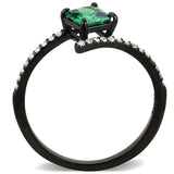 IP Black(Ion Plating) Stainless Steel Ring with AAA Grade CZ  in Emerald