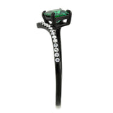 IP Black(Ion Plating) Stainless Steel Ring with AAA Grade CZ  in Emerald