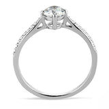 High polished (no plating) Stainless Steel Ring with AAA Grade CZ  in Clear