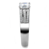 High polished (no plating) Stainless Steel Ring with Cubic  in Clear
