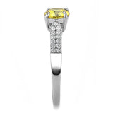 High polished (no plating) Stainless Steel Ring with AAA Grade CZ  in Topaz