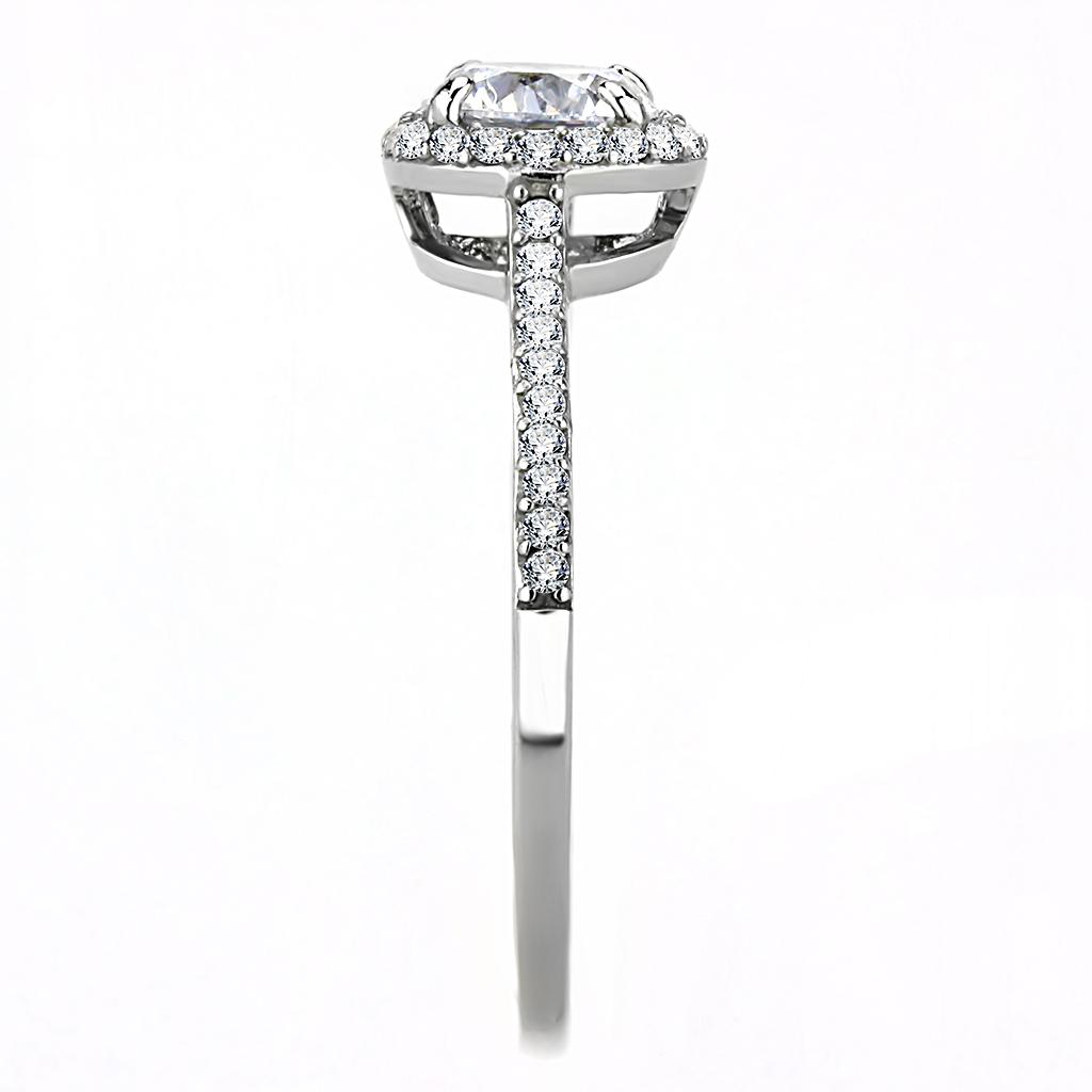 High polished (no plating) Stainless Steel Ring with AAA Grade CZ  in Clear