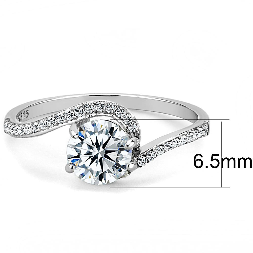 High polished (no plating) Stainless Steel Ring with AAA Grade CZ  in Clear