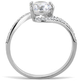 High polished (no plating) Stainless Steel Ring with AAA Grade CZ  in Clear