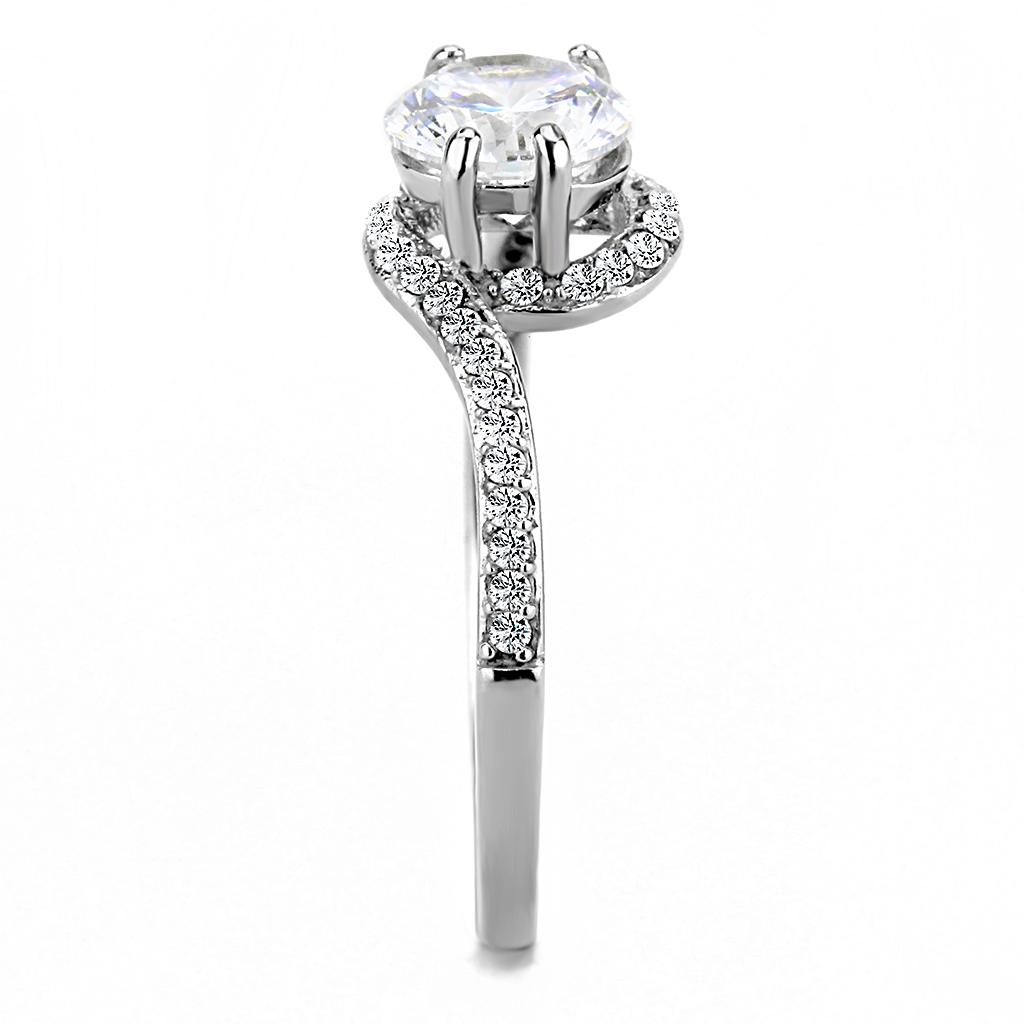High polished (no plating) Stainless Steel Ring with AAA Grade CZ  in Clear