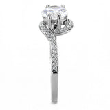 High polished (no plating) Stainless Steel Ring with AAA Grade CZ  in Clear