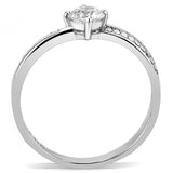 High polished (no plating) Stainless Steel Ring with AAA Grade CZ  in Clear