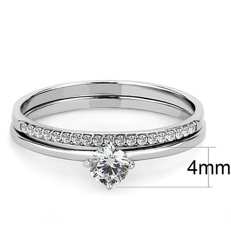 High polished (no plating) Stainless Steel Ring with AAA Grade CZ  in Clear