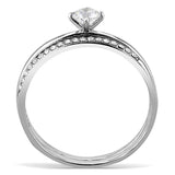High polished (no plating) Stainless Steel Ring with AAA Grade CZ  in Clear