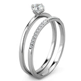 High polished (no plating) Stainless Steel Ring with AAA Grade CZ  in Clear