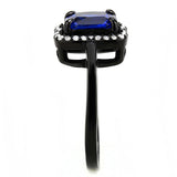 IP Black(Ion Plating) Stainless Steel Ring with Synthetic Spinel in London Blue