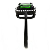IP Black(Ion Plating) Stainless Steel Ring with AAA Grade CZ  in Emerald