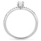 High polished (no plating) Stainless Steel Ring with Cubic  in Clear